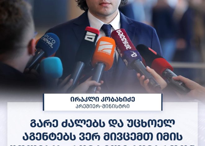 ირაკლი კობახიძე: “გარე ძალებს და უცხოელ აგენტებს ვერ მივცემთ იმის უფლებას, რომ ხელი აღმართონ ქართულ სახელმწიფოზე“